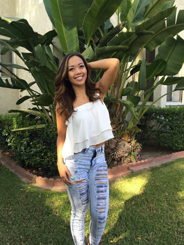 Layered Chiffon Top - White