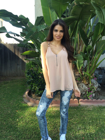 Zip me up top- Taupe