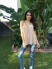 Zip me up top- Taupe