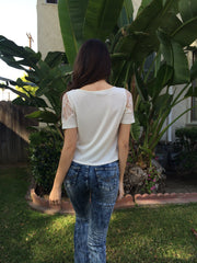 Lace sleeve Top- Off white