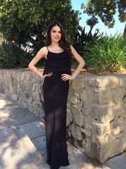 Flow Mesh Top Maxi Dress - Black