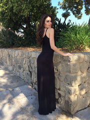 Flow Mesh Top Maxi Dress - Black