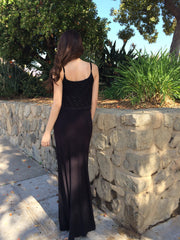 Flow Mesh Top Maxi Dress - Black
