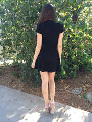 Quilted Skater Skirt- Black