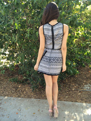 Pattern Stitched  Skirt- Black