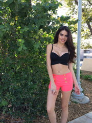 Millenium front button shorts- Coral