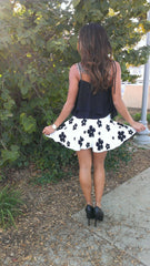 Floral Print Flare Skirt- White