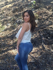 Sleeveless Daisy Crop Top- Ivory