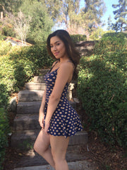 Daisy Flower Romper- Navy