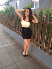 Peplum Dress - Black & Ivory