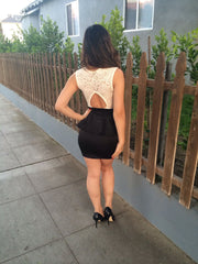 Peplum Dress - Black & Ivory