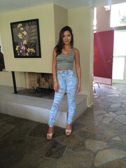 Stripe Me Crop Top- Mint/Orange