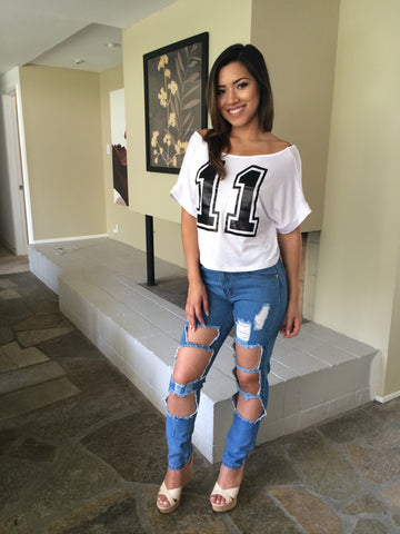 Oversize Jersey T With Number Print - White