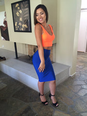 Plunge Crop Top - Neon Orange