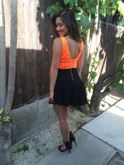 Plunge Crop Top - Neon Orange