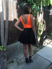 Plunge Crop Top - Neon Orange