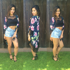 Fringe My Flowers - Navy