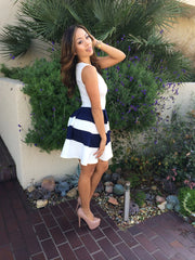 Skater Striped Dress - Ivory & Navy