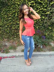 Mesh With Me Top - Coral