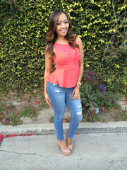 Mesh With Me Top - Coral