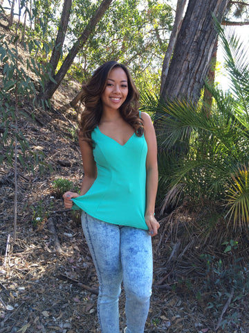 Crepe Techno Peplum Top - Mint