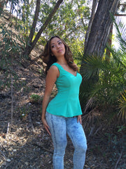 Crepe Techno Peplum Top - Mint