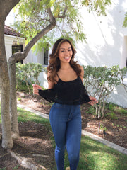 Flowy Lace  Crop Top- Black (Also available in Taupe & Coral)