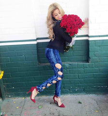 High Waisted Bow Tie Jeggings