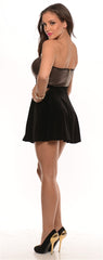 Black Velvet High Waist Flare Skirt