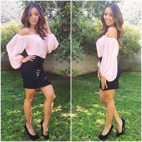 Get with the Flow Off-Shoulder Top - Dusty Pink