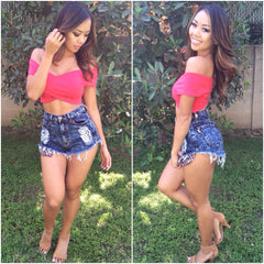Crossover Crop Top - Red Orange